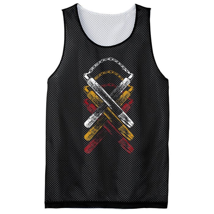 Retro Nunchucks Martial Arts  Mesh Reversible Basketball Jersey Tank