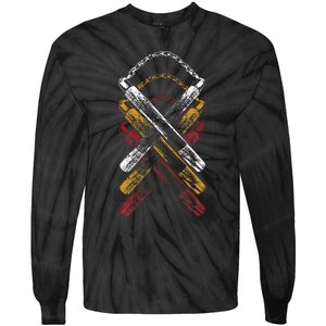 Retro Nunchucks Martial Arts  Tie-Dye Long Sleeve Shirt