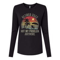 Retired  Not My Problem Anymore Funny Vintage Retirement Womens Cotton Relaxed Long Sleeve T-Shirt