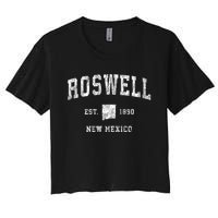 Roswell New Mexico Nm Vintage Athletic Sports Women's Crop Top Tee