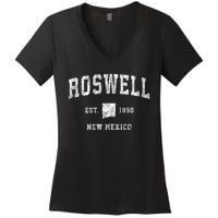 Roswell New Mexico Nm Vintage Athletic Sports Women's V-Neck T-Shirt