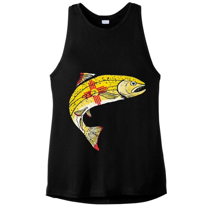 Retro New Mexico Flag Trout Vintage Fly Fishing Graphic Ladies PosiCharge Tri-Blend Wicking Tank