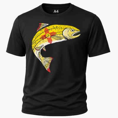 Retro New Mexico Flag Trout Vintage Fly Fishing Graphic Performance Shirt