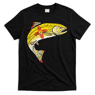 Retro New Mexico Flag Trout Vintage Fly Fishing Graphic T-Shirt