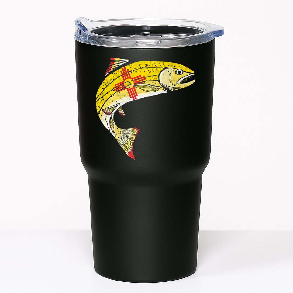 Retro New Mexico Flag Trout Vintage Fly Fishing Graphic Tumbler