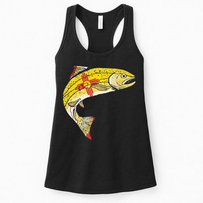Retro New Mexico Flag Trout Vintage Fly Fishing Graphic Womens Tank Top