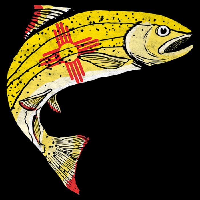 Retro New Mexico Flag Trout Vintage Fly Fishing Graphic Toddler T-Shirt