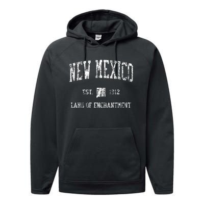 Retro New Mexico Nm T Vintage Sports Design Performance Fleece Hoodie