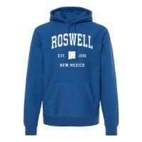 Roswell New Mexico Nm Vintage Athletic Sports Design Gift Premium Hoodie