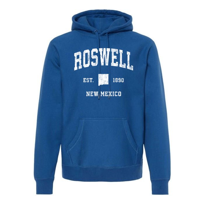 Roswell New Mexico Nm Vintage Athletic Sports Design Gift Premium Hoodie