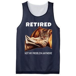 Retired Not My Problem Anymore Funny Cat Retirement Gift Mesh Reversible Basketball Jersey Tank