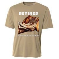 Retired Not My Problem Anymore Funny Cat Retirement Gift Cooling Performance Crew T-Shirt