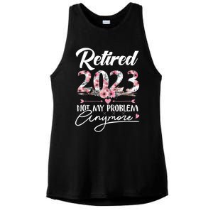 Retired  Not My Problem Anymore Funny Retirement Gifts Ladies PosiCharge Tri-Blend Wicking Tank