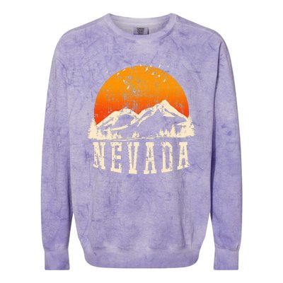 Retro Nevada Mountains Graphic Image Souvenir Us State Pride Colorblast Crewneck Sweatshirt