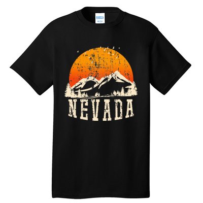 Retro Nevada Mountains Graphic Image Souvenir Us State Pride Tall T-Shirt