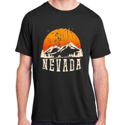 Retro Nevada Mountains Graphic Image Souvenir Us State Pride Adult ChromaSoft Performance T-Shirt