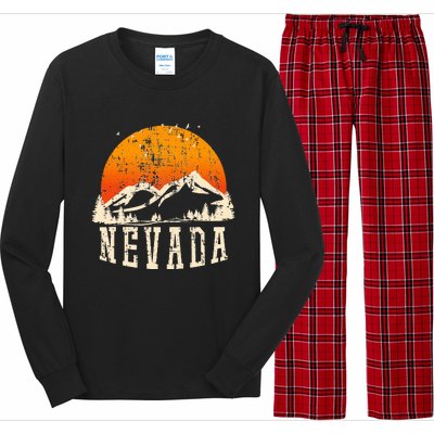 Retro Nevada Mountains Graphic Image Souvenir Us State Pride Long Sleeve Pajama Set