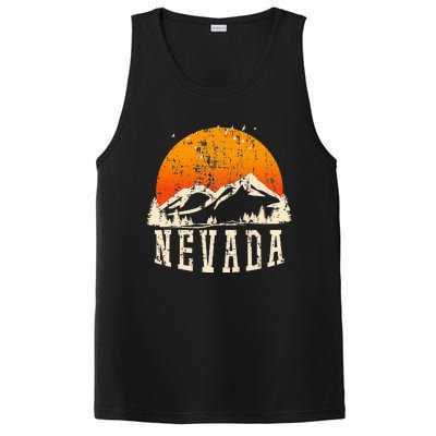 Retro Nevada Mountains Graphic Image Souvenir Us State Pride PosiCharge Competitor Tank