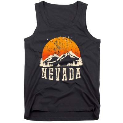 Retro Nevada Mountains Graphic Image Souvenir Us State Pride Tank Top