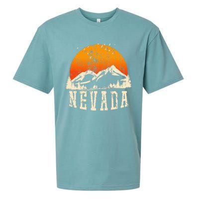 Retro Nevada Mountains Graphic Image Souvenir Us State Pride Sueded Cloud Jersey T-Shirt