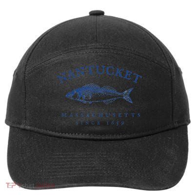 Retro Nantucket Massachusetts Fishing 7-Panel Snapback Hat