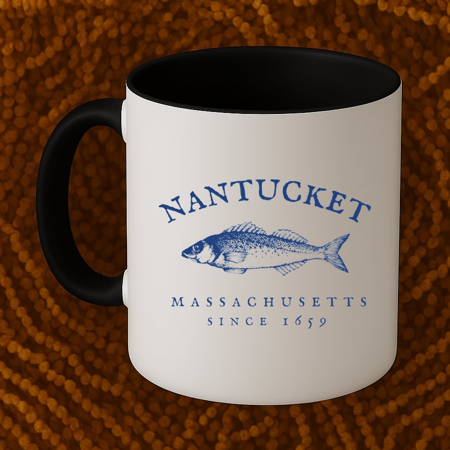 Retro Nantucket Massachusetts Fishing Mug