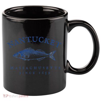 Retro Nantucket Massachusetts Fishing 11oz C Handle Ceramic Mug