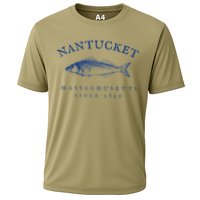 Retro Nantucket Massachusetts Fishing Cooling Performance Crew T-Shirt