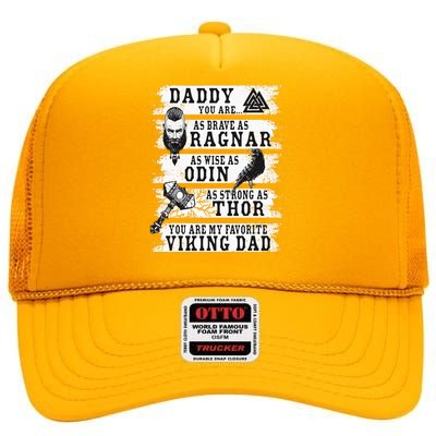 Retro Norse Mythology & Viking Saying Best Viking Daddy High Crown Mesh Back Trucker Hat