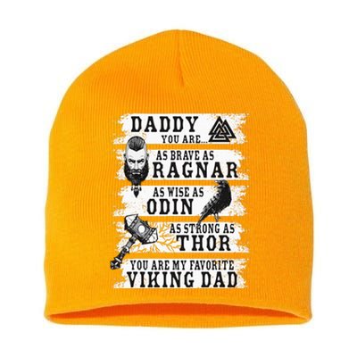 Retro Norse Mythology & Viking Saying Best Viking Daddy Short Acrylic Beanie