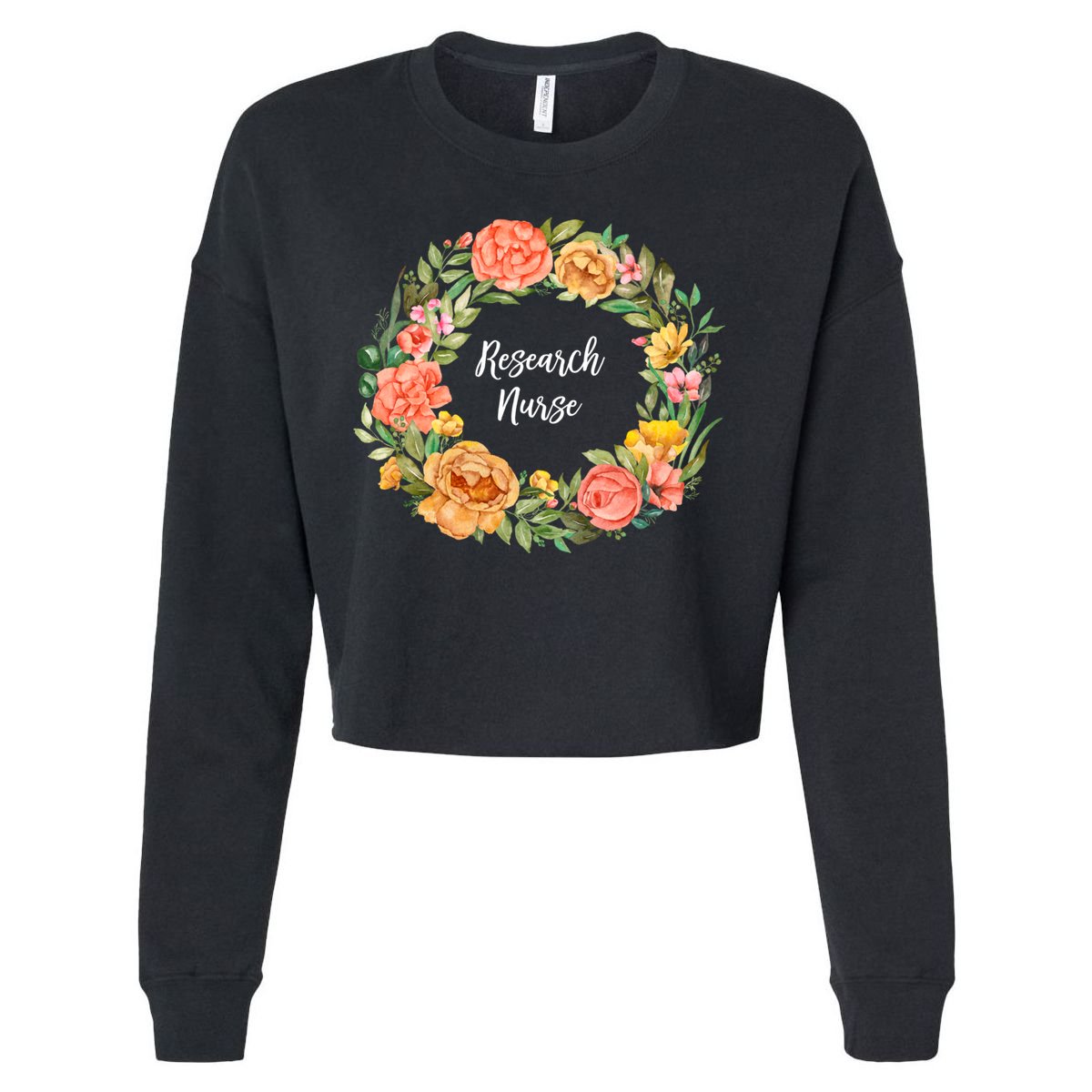 Rn Nursing Medical Professional Floral Research Nurse Great Gift Cropped Pullover Crew