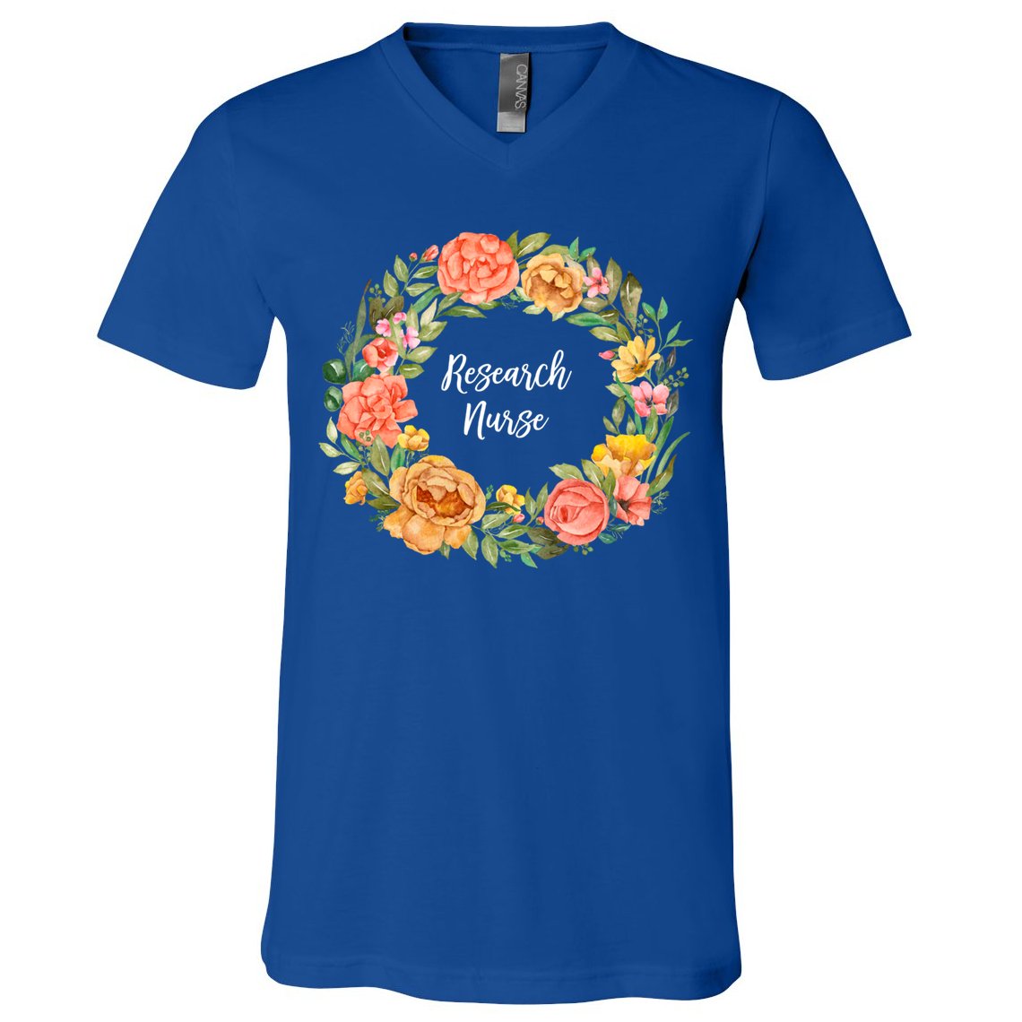 Rn Nursing Medical Professional Floral Research Nurse Great Gift V-Neck T-Shirt