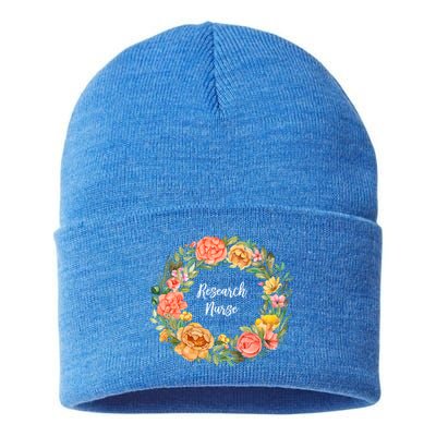 Rn Nursing Medical Professional Floral Research Nurse Great Gift Sustainable Knit Beanie