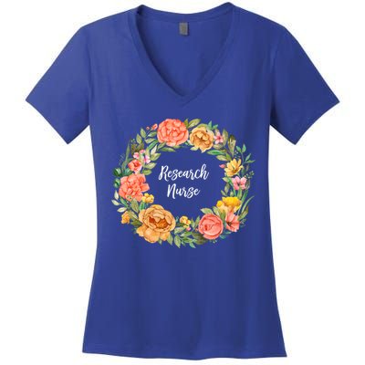 Rn Nursing Medical Professional Floral Research Nurse Great Gift Women's V-Neck T-Shirt
