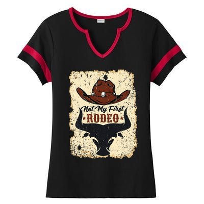 retro not my first rodeo  rodeo western country cowboy  Ladies Halftime Notch Neck Tee