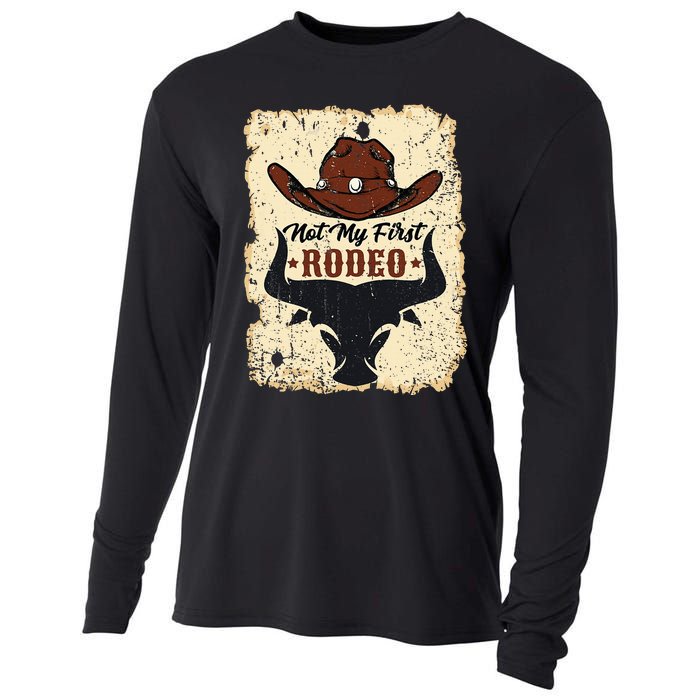 retro not my first rodeo  rodeo western country cowboy  Cooling Performance Long Sleeve Crew