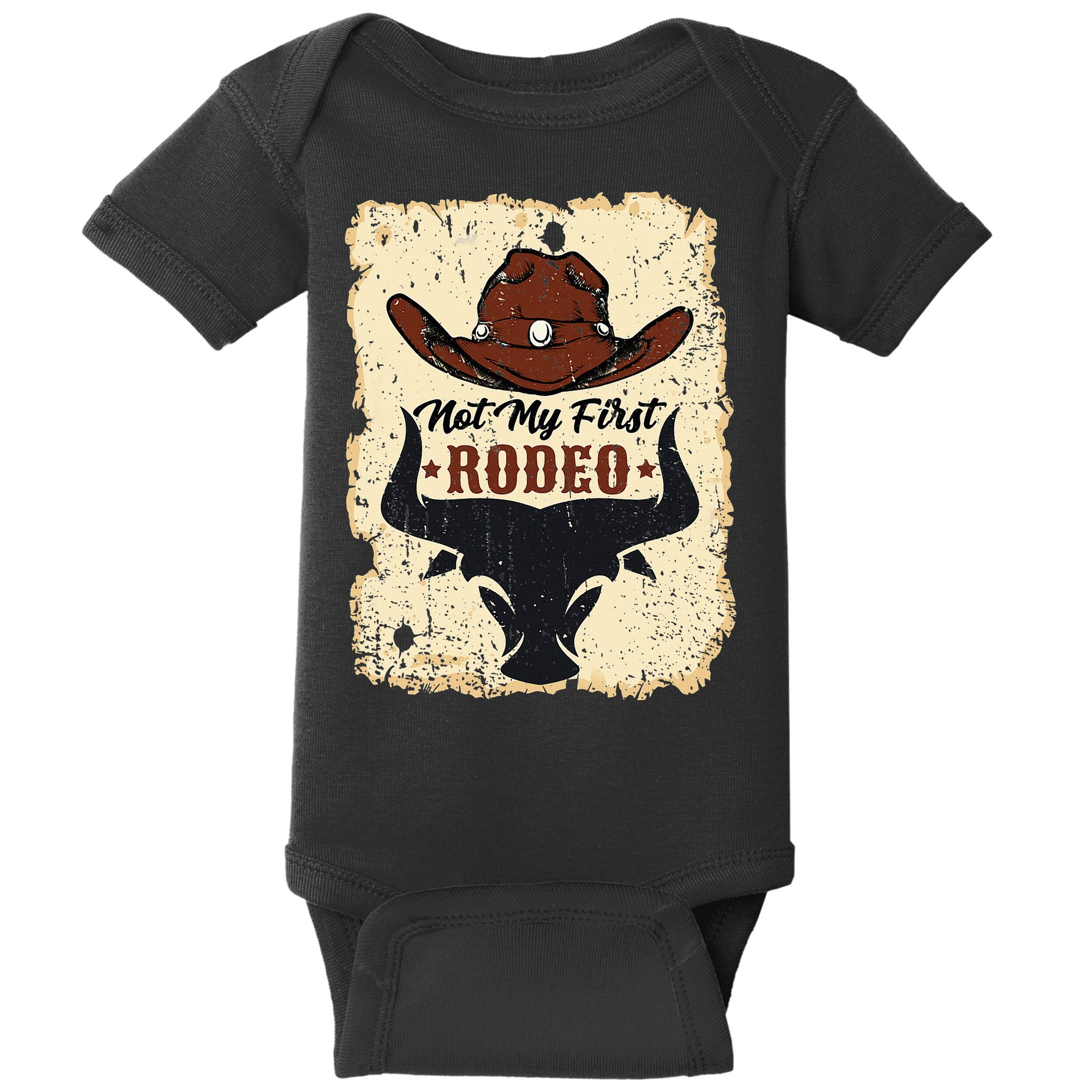 retro not my first rodeo  rodeo western country cowboy  Baby Bodysuit