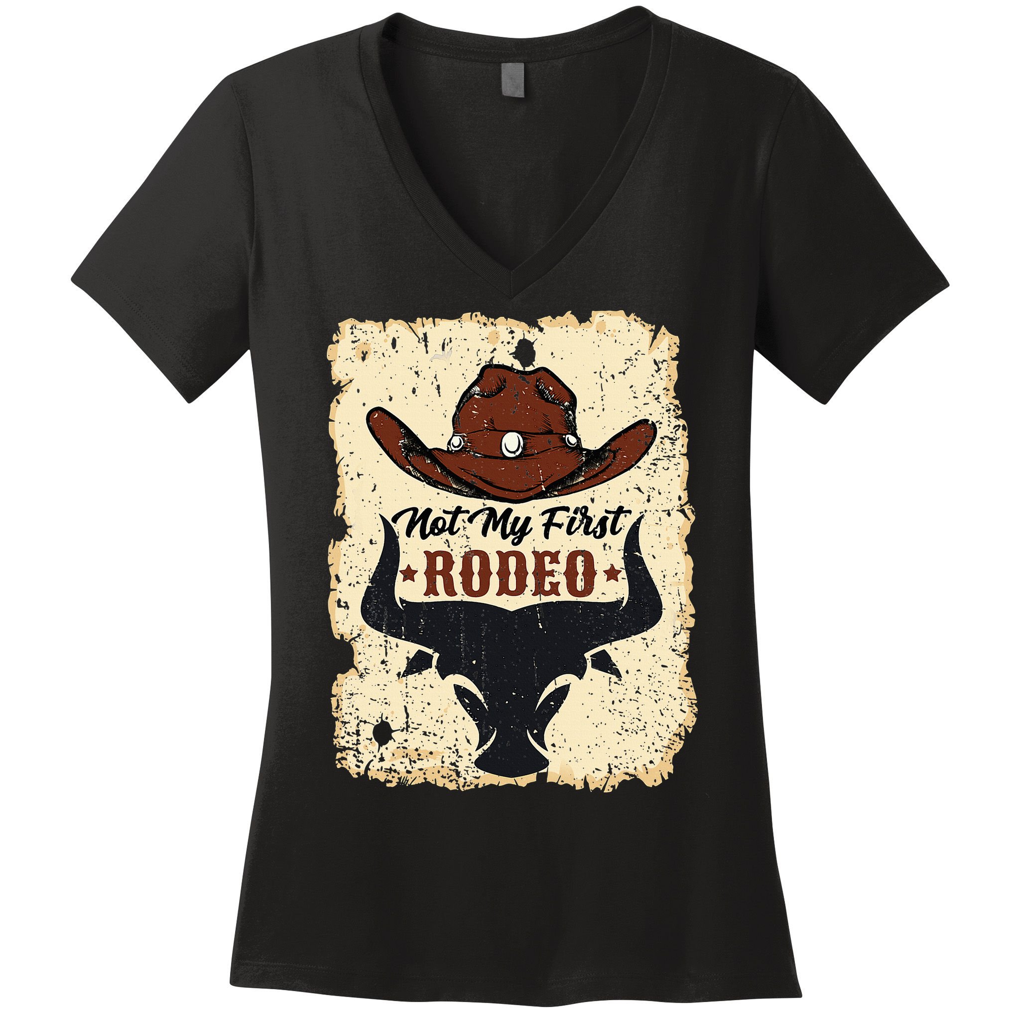 retro not my first rodeo  rodeo western country cowboy  Women's V-Neck T-Shirt