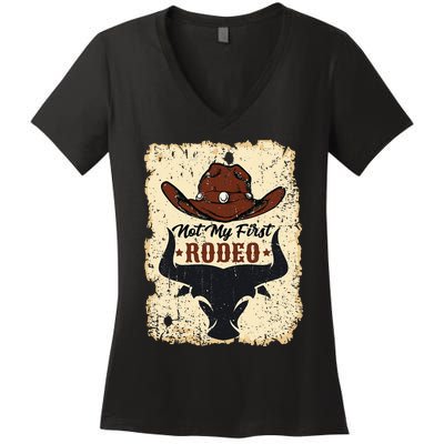 retro not my first rodeo  rodeo western country cowboy  Women's V-Neck T-Shirt