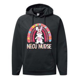 Rainbow NICU Nurse Easter Nurse Floral Bunny Performance Fleece Hoodie