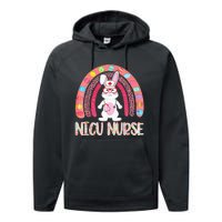 Rainbow NICU Nurse Easter Nurse Floral Bunny Performance Fleece Hoodie