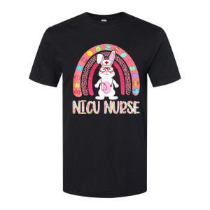 Rainbow NICU Nurse Easter Nurse Floral Bunny Softstyle CVC T-Shirt