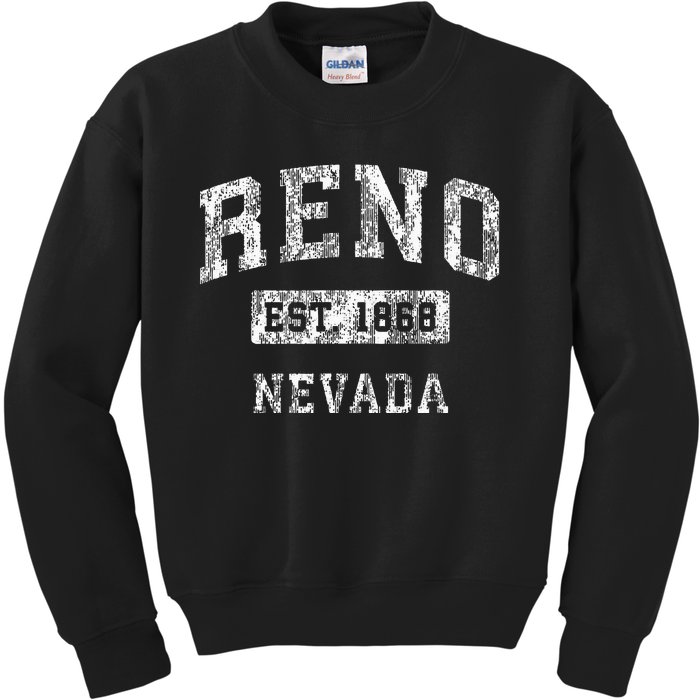 Reno Nevada Nv Vintage Established Sports Kids Sweatshirt