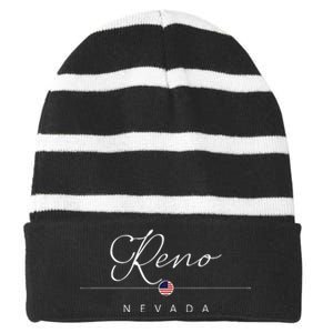 Reno Nevada NV On Reno Striped Beanie with Solid Band