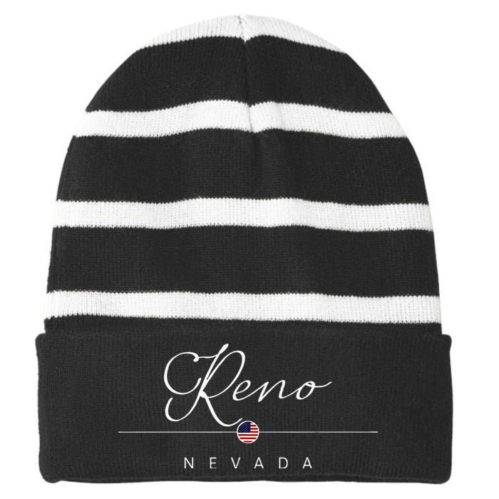 Reno Nevada NV On Reno Striped Beanie with Solid Band