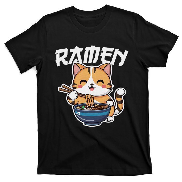 Ramen Noodle Neko Cat Japanese Kawaii Manga Anime Gift T-Shirt