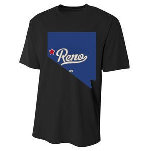 Reno Nevada NV Map Performance Sprint T-Shirt