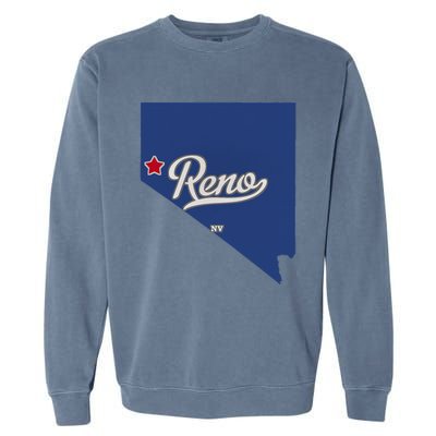 Reno Nevada NV Map Garment-Dyed Sweatshirt