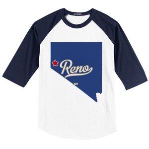 Reno Nevada NV Map Baseball Sleeve Shirt