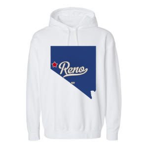 Reno Nevada NV Map Garment-Dyed Fleece Hoodie